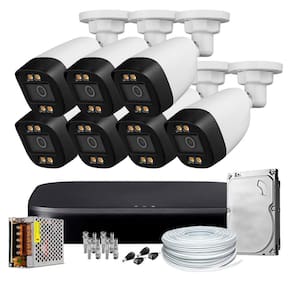 Kit cftv 08 camera colorida dia e noite 1080p 2.8mm hd 1tb