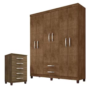 Guarda Roupa Casal Módena e Comoda Cannes 5 Gavetas Malbec – Incorplac