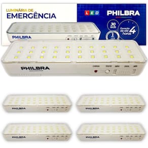 Kit 4 luminária luz emergência 30 leds bivolt recarregável
