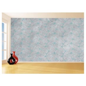 Papel De Parede Concreto Linhas Azul Turquesa 3,5M Kkt282