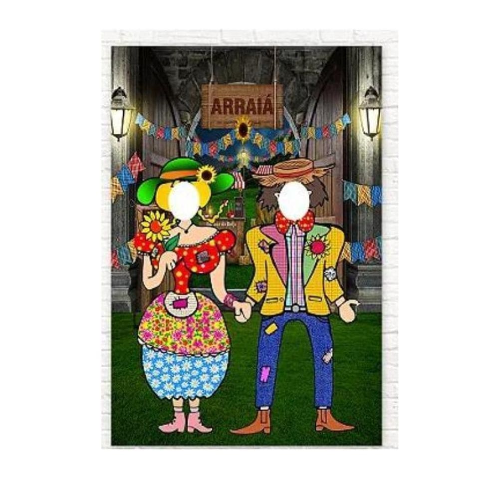 Painel Decorativo Vazado Festa Junina Casal Caipira