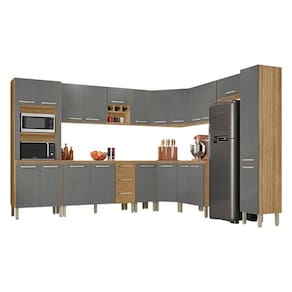 Cozinha Modulada Ametista Composição 1 Freijó Gris Ripado - Kits Paraná