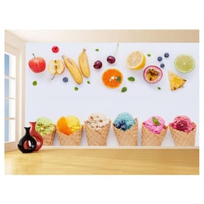 Papel De Parede Alimento Sorvete Fruta Natural 3,5M Al365