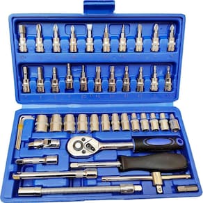 Kit chaves jogo catraca reversível soquetes 46 peças maleta