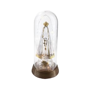 Luminária imagem nossa senhora aparecida com redoma e luzes