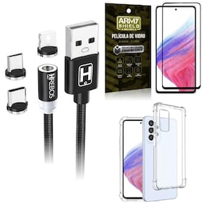 Capinha samsung a53 +cabo magnético 2 metros +película 3d