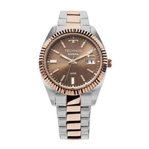 Relógio feminino technos riviera aço inox prata 2115kts/3m