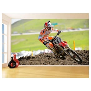 Papel De Parede 3D Moto Cross Trilha Terra Mx 3,5M Bkm19