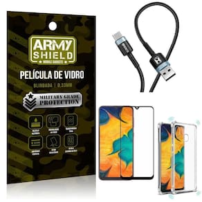 Cabo usb tipo c hs-302 samsung a20+capinha+película 3d