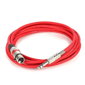 Cabo de microfone xlr para p10 estereo - vermelho - 25 mt