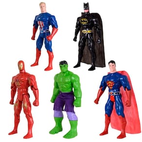 Quinteto Heróis Brinquedos 29cm Liga Da Justiça E Vingadores