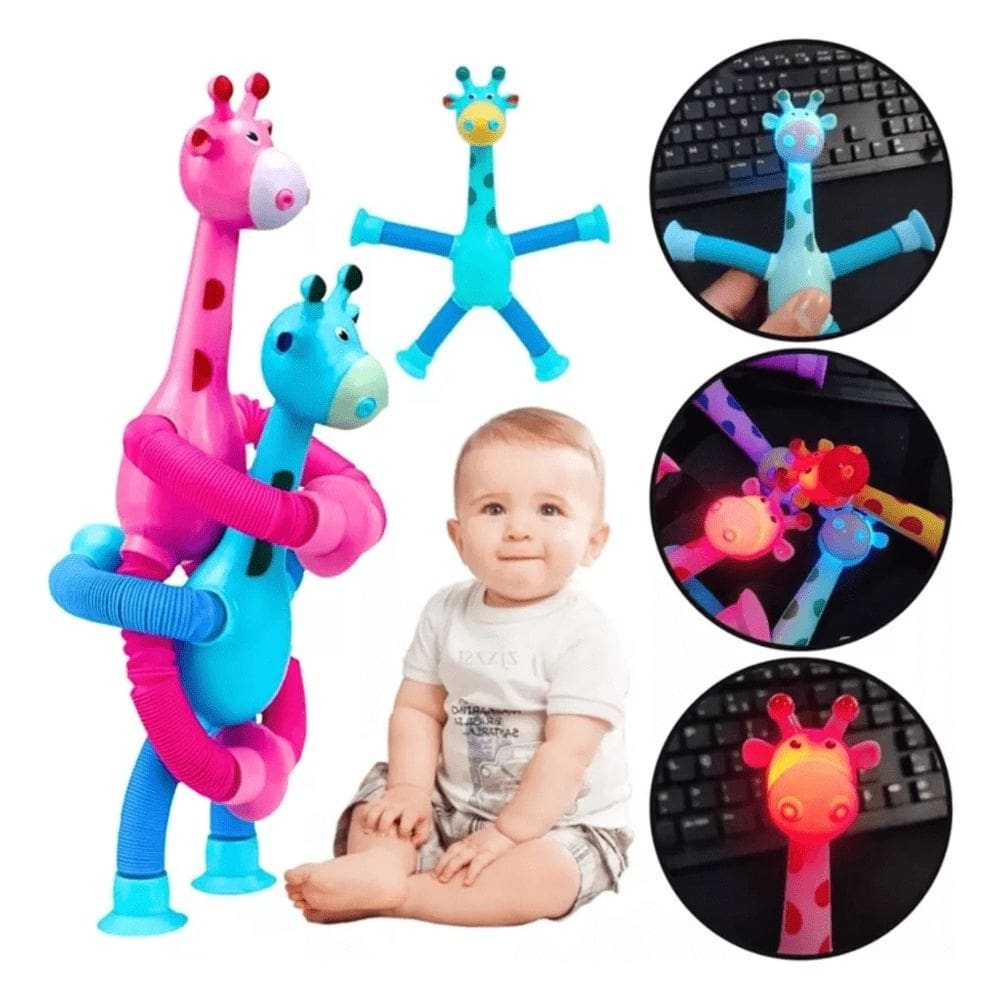 Girafas Pop It Tubo Led Estica E Gruda Montessori Magic Unid