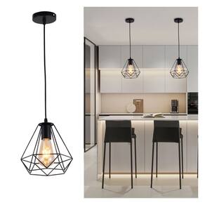 Luminária pendente de teto preta 1 luz E27 20cm