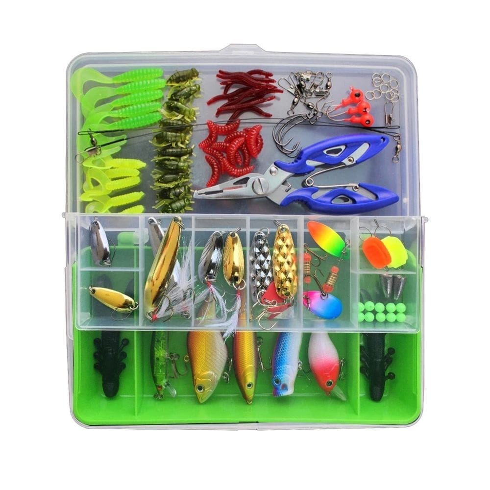 Kit de pesca de 101 peças Lure Bait Flies Hooks Beginners