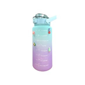 Garrafa de água 2L Blue Gradient com marcador de tempo Motivational Ph