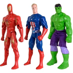 Kit Trio Heróis Hulk Capitão America Homem De Ferro 29cm
