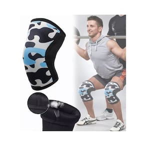 Joelheira de compressão para esportes, corrida, azul, tamanho M