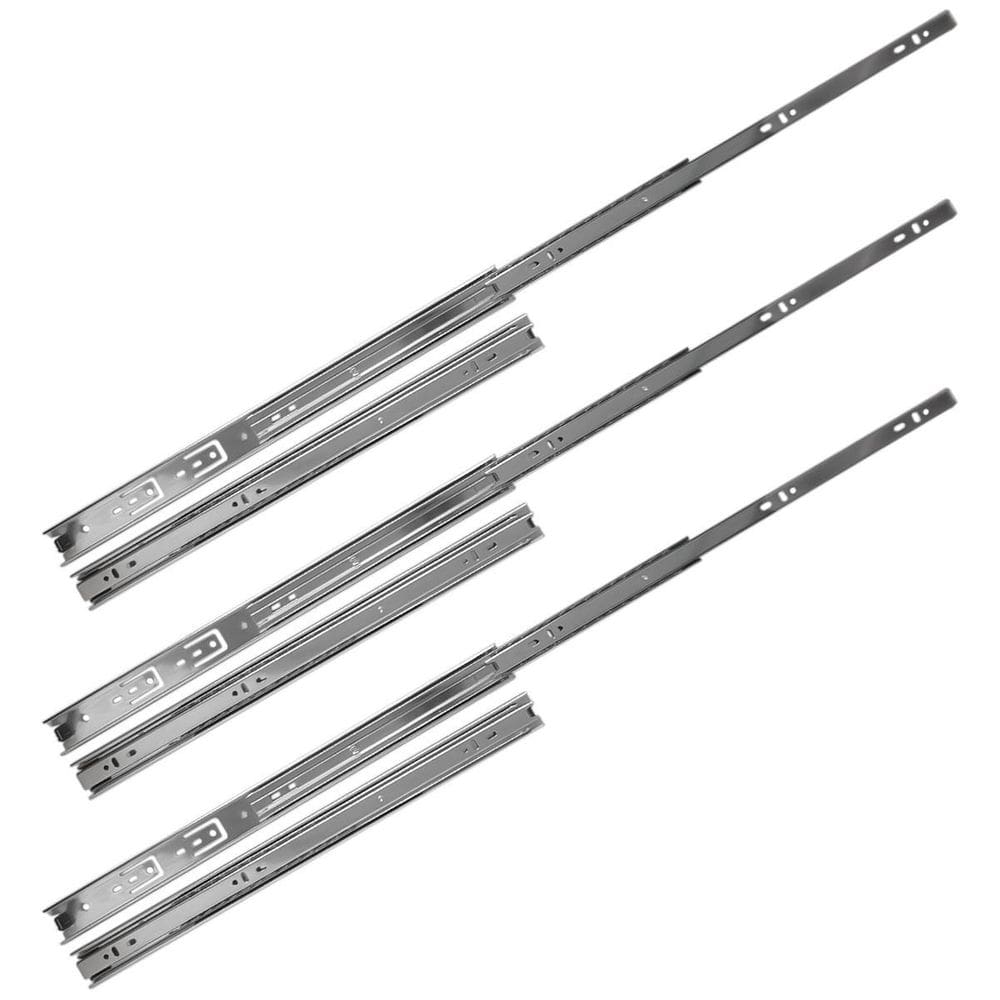Kit 6 corrediça telescópica 450mm x 35mm 35kg gaveta 3 pares