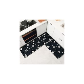 Conjunto de tapetes de cozinha com 2 patas pretas antiderrapantes 120x40cm/60x40cm