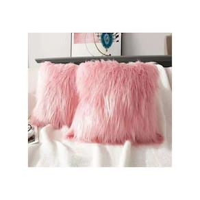 Pacote de capa de almofada: 2 cabelos compridos, rosa peludo, 45x45cm