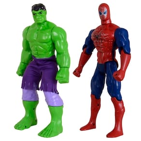Kit Dupla De Heróis Articulável Homem Aranha e Incrível Hulk