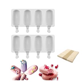 Pacote de moldes de sorvete x2 com 100 palitos de silicone branco
