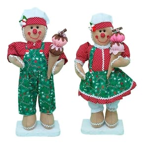 Kit 2 Bonecos De Natal Casal Biscoito Natalino 50cm