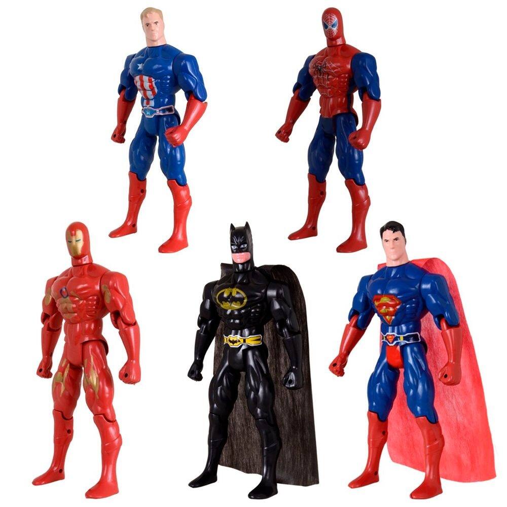 Quinteto Heróis De Bonecos 29cm Vingadores E Liga Da Justiça
