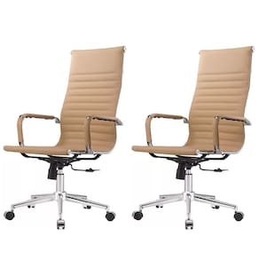 Kit 2 Cadeiras Giratória Alta Office Manhattan Esteirinha Fratini Revestida Em (pu) Fendi Base