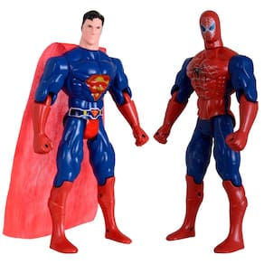 Kit Dupla De Heróis Articuláveis Homem Aranha Super Homem
