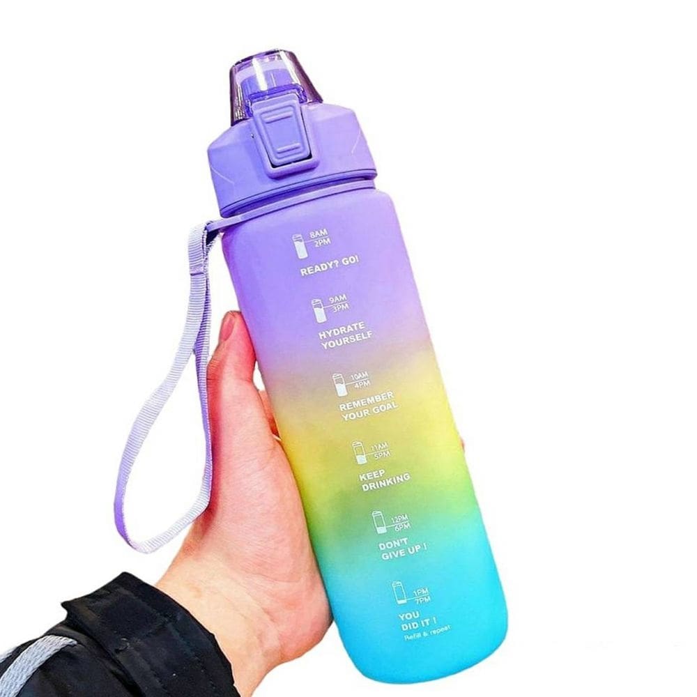 Garrafa de água motivacional de 900 ml sem BPA com marcadores de tempo