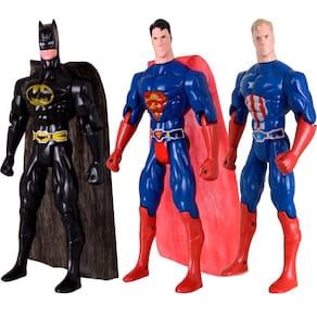 Kit Trio heróis Batmam Traje Capitão America Super Man 29cm