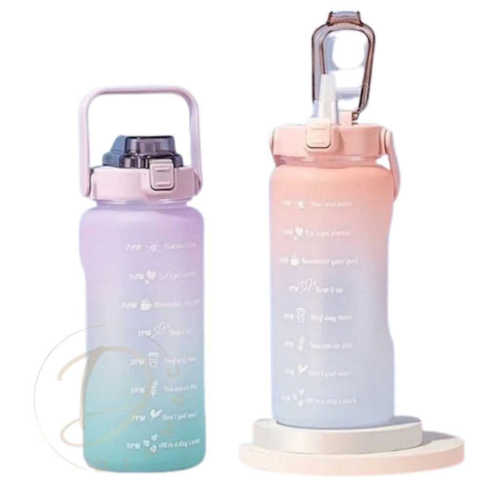 Garrafa de água motivacional de 2000 ml sem BPA de 2 litros com canudo
