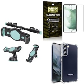 Capa samsung s22 + suporte veicular 3 em 1 + película 3d