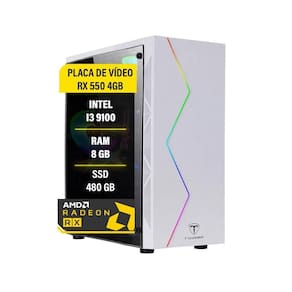 Pc gamer i3 9100 rx 550 4gb memória 8gb ddr4 ssd 480gb