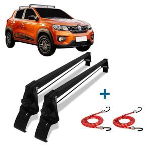 Rack de teto vhip renault kwid 17 a 2020 + 2 elástico carga