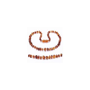 Pulseira de âmbar báltico para bebê de 14 cm - âmbar 100% autêntico