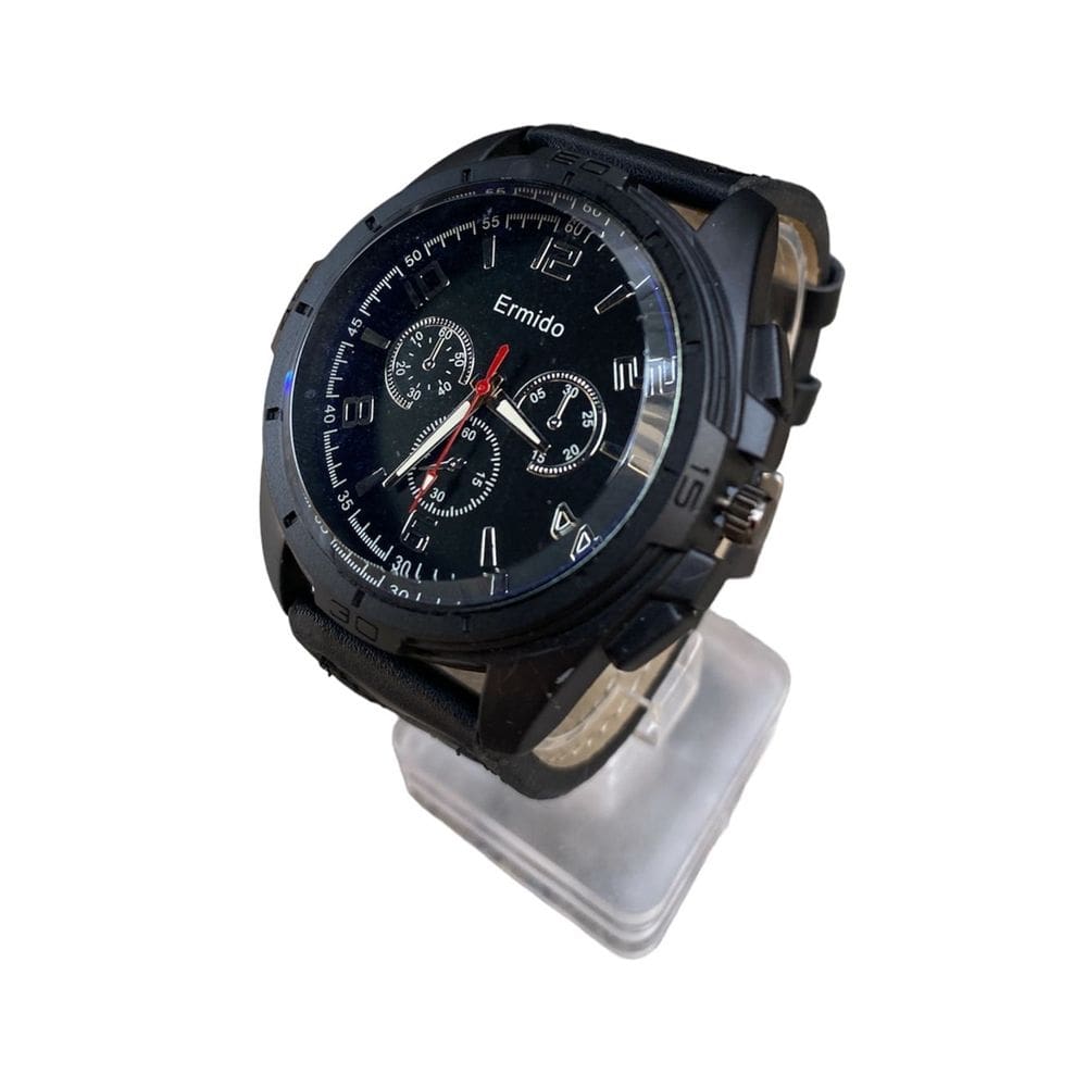 Relógio de pulso esportivo casual de quartzo para homens com pulseira de couro