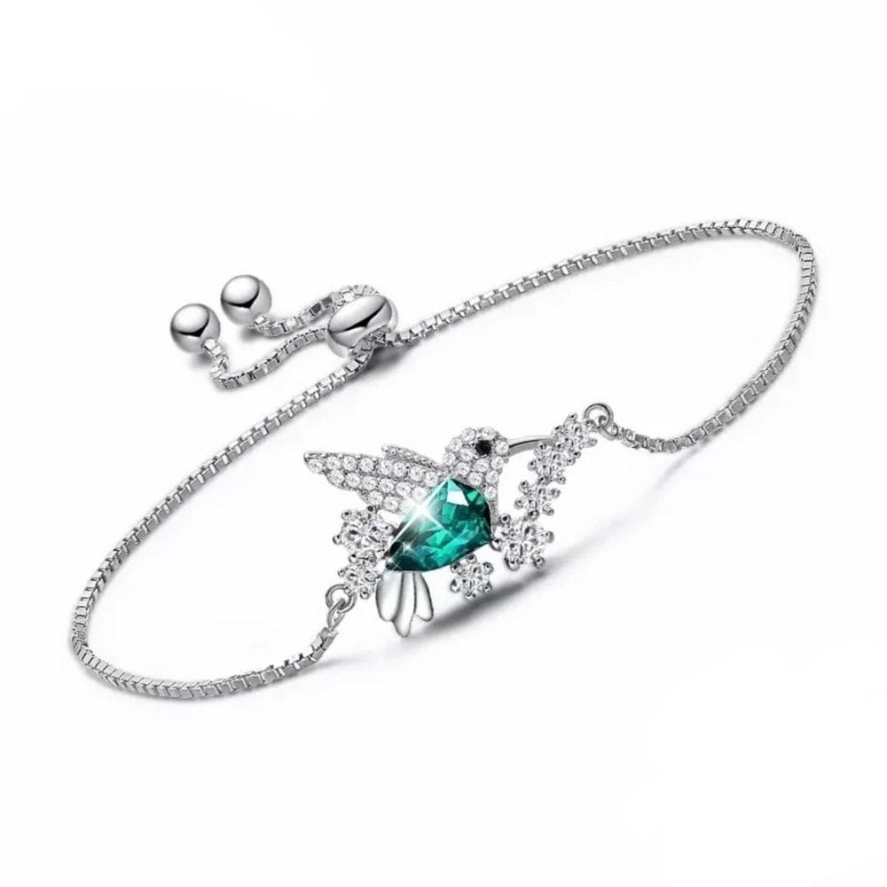 Pulseira Beija-flor em prata 925 com zircônia para mulheres