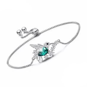 Pulseira Beija-flor em prata 925 com zircônia para mulheres
