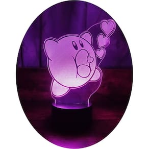 Lâmpada 3D Illusion Kirby, 7 cores, LED, acrílico e ABS
