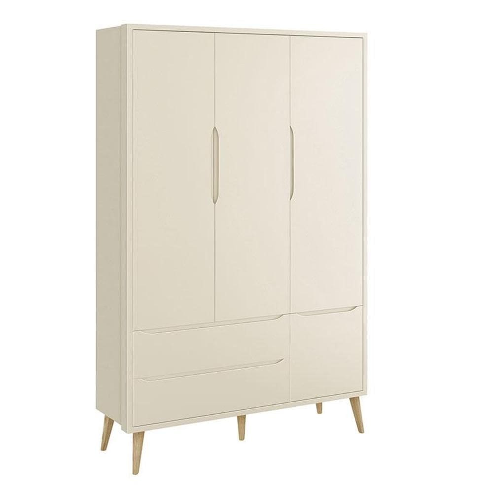 Guarda Roupa Infantil Theo 3 Portas Areia com Pés Madeira Natural – Reller