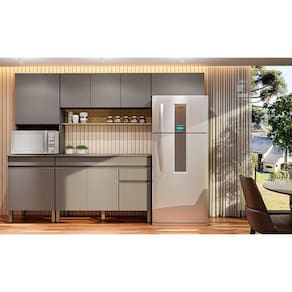 Cozinha Modulada Ambiente Line Composição 8 Gris Freijó - Kits Paraná