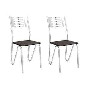 Cadeira Sala de Jantar Nápoles 2C045 Aço Kit 2 Uni Cromada - Assento Preto 110 - Kappesberg