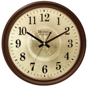 Relógio de parede classico dourado marrom herweg 6468 084