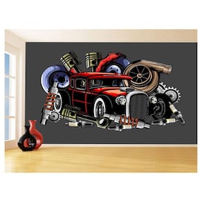 Papel De Parede 3D Carro Antigo Hot Rod Cultura 3,5M Cxr110
