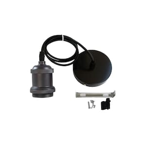Soquete de lâmpada pendente Vintage Retro E27 Matte Black