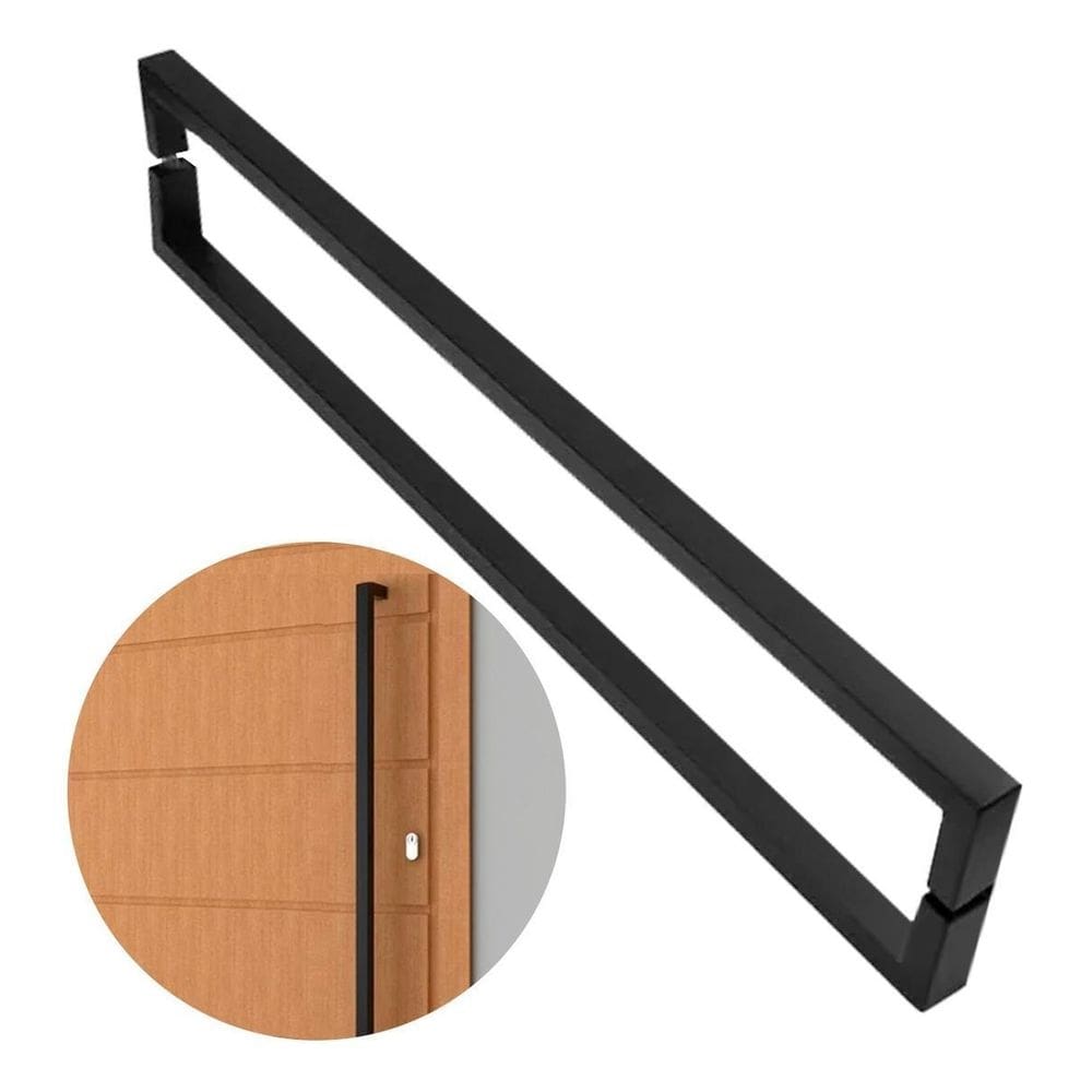 Puxador de porta u preto inox escovado 1 metro madeira vidro