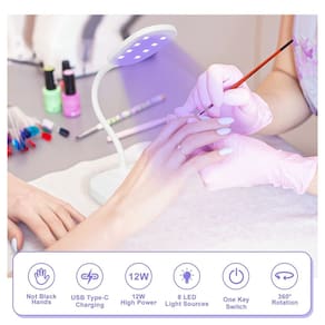 Lâmpada de unhas de secagem rápida para gel macio com luz LED 12W