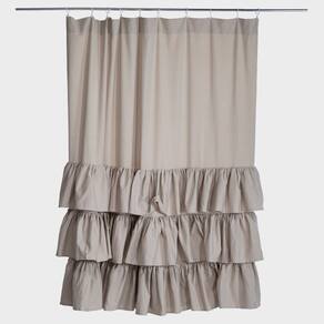 Cortina de algodão cinza com três voos 180x190cm